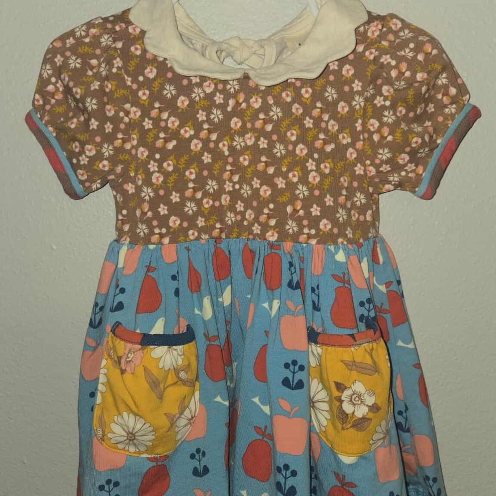 Wildflowers Brown and Blue Floral Kids Dress